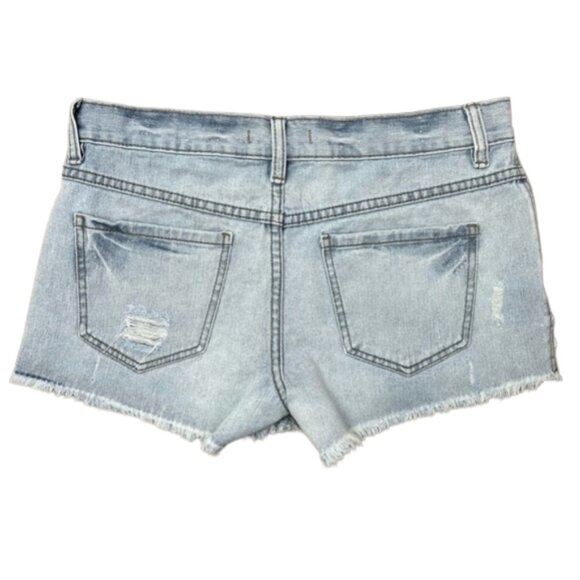Free People Low Rise Button-Fly Cutoff Denim Shorts Distressed Light Wash Sz 26 - Picture 4 of 10